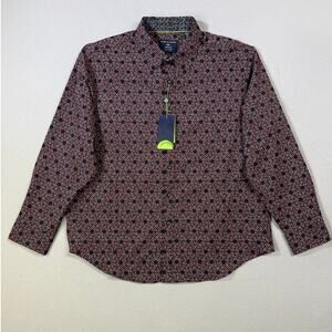 Society of Threads Men's Regular-Fit Non-Iron Dress Shirt black/red XXL $80